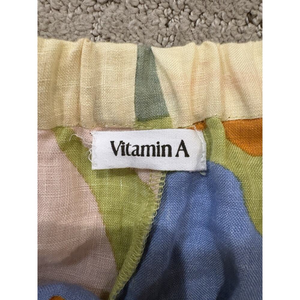 Vitamin A 100 Percent linen Shorts XS Abstract Print Blue Green Pull On NWT - Picture 5 of 5